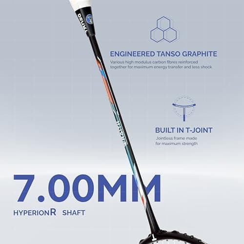 TANSO Wraith Strung Badminton Racket (32 Lbs Tension, Recommended by Padukone School of Badminton, 77 Grams Ultra Light Weight Full Carbon Fiber with Premium Strings and Full Racquet Cover) 5