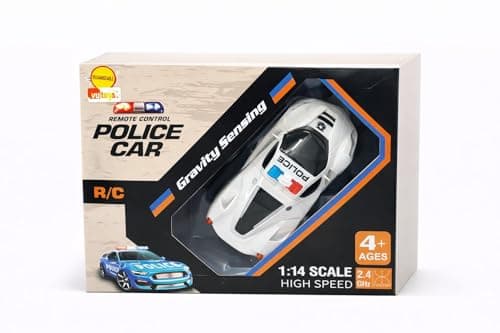 VU Toys Remote Control Police Car for Kids (4+ Years) Includes USB Pin Charging Cable – (White) High-Speed Rechargeable RC Car with LED Lights & Music | 2.4GHz Remote, Anti Skid Rubber Tires 2
