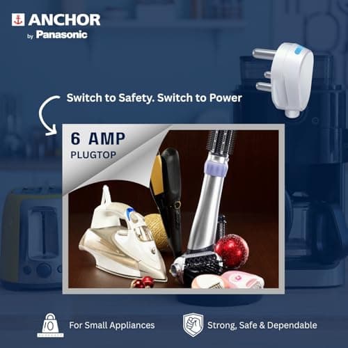 Anchor by Panasonic Plug Top 16A, 3 Pin, with LED Indicator, ISI Certified, Ideal for ACs, Geysers, Fridges & More – White (Pack of 4) 3