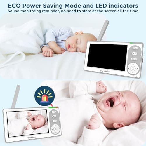 Firskids Baby Monitor - 1000ft Long Range Baby Monitor with Camera and Audio No WiFi, Built in 3500mAh Battery,Auto Night Vision, Temperature, 2-Way Talk, 8 Lullabies, 4.3'' Screen 5