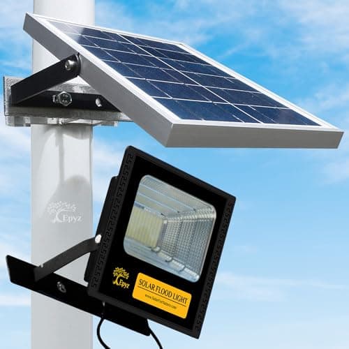 Epyz 50Watt Solar Flood Light Outdoor Waterproof with Remote Control for Home Automatic LED Lamp [ Pack of 1, Warm Yellow Light ] [ 4000mAh, 183LED ]-Light Power 50W - 4000mAh 4