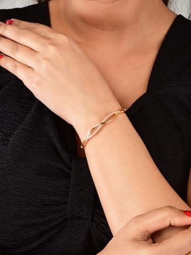 Nilu's Collection Rose Gold Plated Kada Bracelet with American Diamond for Women And Girls | Anti-Tarnish | Everyday Wear | Office Wear | Anti-Allergy (Style 3) 3