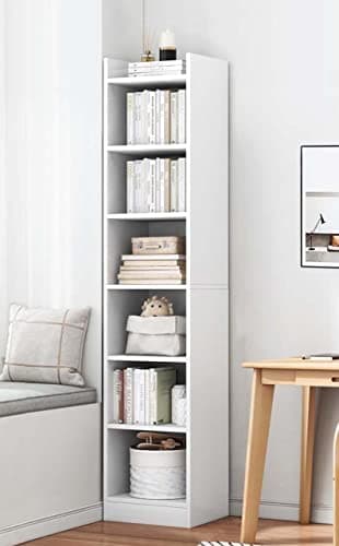 Lukzer 6 Layer Engineered Wood Bookshelf Multipurpose Home Decor Storage Rack Showcase Organizer for Living Room, Kitchen, Bedroom, Office (MR-005/White /180 x 33 x 24cm) DIY (Do It Yourself)