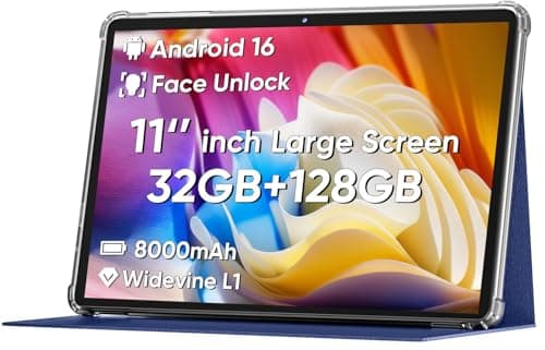 2025 Upgraded Android 14 Tablet, 11" Tablet PC, Compatible with Face Unlock, Octa-core CPU, 12GB + 128GB + 1TB Expansion, Large 8000mAh Battery, 18 Fast Charging