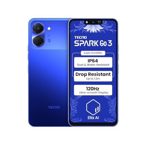 Tecno Spark GO 3 (Galaxy Blue, 4GB+64GB | Super Durability Drop Resistant & IP64 Rated | Make Calls Without Network* |Ella Al in Your Own Language | Super Smooth 120Hz 6.74" Display |5000mAh Battery