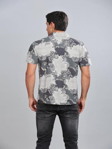 BULLMER Trendy Regular Fit Printed Half Sleeve Plus Size Shirt for Men | Men’s Shirts in Plus Sizes only Olive3 XX-Large 3