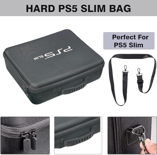 OIVO INDIA Black PS5 Slim Black Nylon Hard Carrying Storage Case Compatible for PS5 Slim Version ONLY (PlayStation 5 Slim Bag) 4