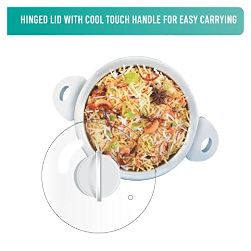 USHA RC18GS1 Steamer 700 Watt Automatic Rice Cooker 1.8 litres with Powerful Heating Element, Keep Rice Warm for 5 Hrs, Steamer, Trivet Plate & More Accessories, 5 Yrs Warranty (White) 5