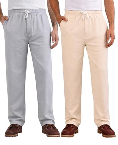 FUBACK Pack of 2 Men's Regular Fit Track Pants with Pockets & Drawstring | Soft Stretchable Fabric Joggers for Gym, Running & Casual Use (in, Alpha, M, Regular, Cream-LIGHTGREY)