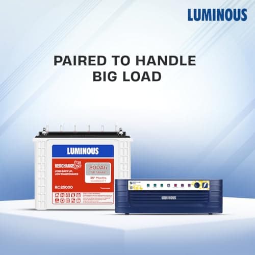 Luminous Inverter & Battery Combo for Home, Shop & Office – Hercules 1600 (1500VA/12V) Sine Wave Inverter +RC25000 200Ah Tall Tubular Battery | 36M Warranty on Inverter & Battery 2
