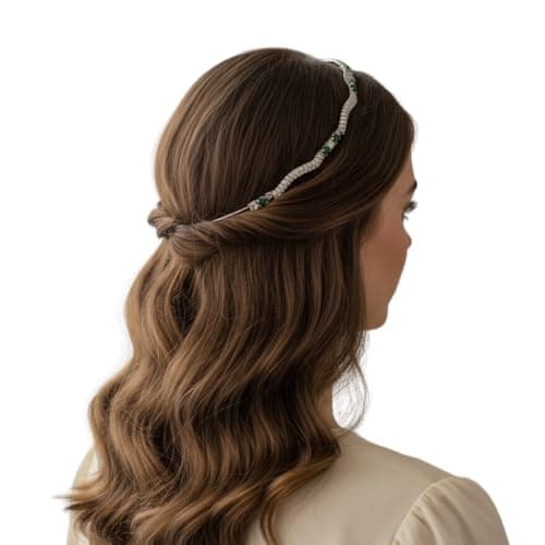 Bridal Crystal Evil Eye Hair Band for Women | Silver Rhinestone Headband with Blue Stones | Wedding Tiara Style Hair Accessory for Bride, Party, Reception & Festive (Green)
