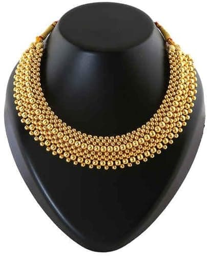 Traditional Wedding Maharashtrian Kolhapuri Thushi Necklace Saaj Thushi Mangalsutra Pendant Locket Necklace Set Jewellery Set with Jhumki Earring Combo 3