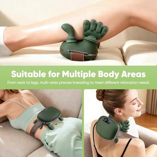 KIMEE NECK Heated Massager, Wireless Portable Shiatsu Neck and Back Massager, Electric Deep Tissue 4D Kneading Massage, Simulated Human Hand Design for Boar Pain Relief and Muscle Relax Boar Bristle H 3