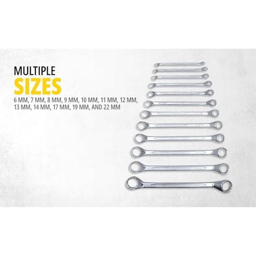 STANLEY 70-395E 12-Piece Matte Finish Chrome Vanadium Steel Shallow Offset BI-HEX Ring Spanner Set with Maxi-Drive System, Anti-Slip & Anti-Corrosion Properties, Silver 2