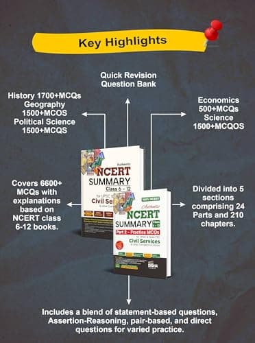 Disha Combo (2 Books) Authentic NCERT Summary (Class 6 to 12) Part 1 & 2 - One Liner Concepts & Practice MCQs for UPSC & State PSC Civil Services & other Exams | Old & New NCERT General Studies 2