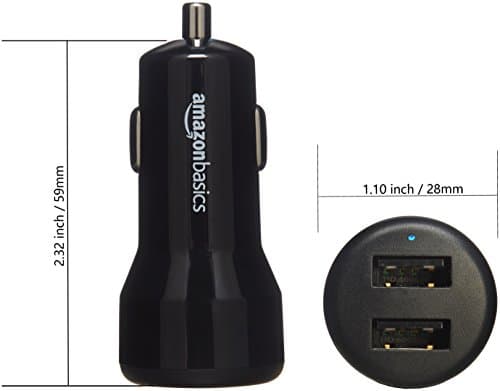 AmazonBasics 4.8 Amp/24W Dual USB Car Charger for Apple and Android Devices, Black 3