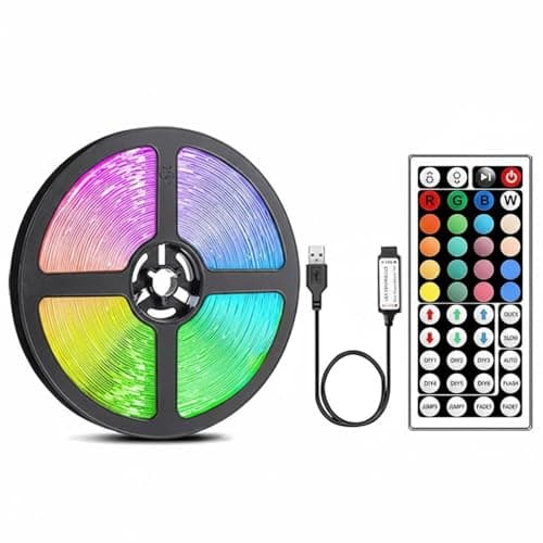 OJIVA RGB LED Strip Light Kit Dimmable Color Changing Light Strip Music Sync Controller Control LED Lights for Bedroom, Living Room, TV Backlighting, Kitchen, 1M, 44-Key Ir 30LED