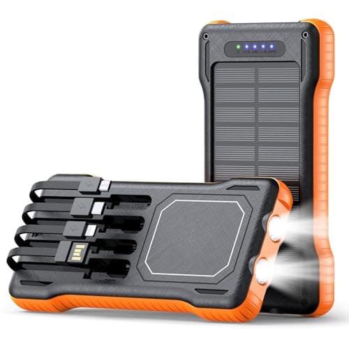 LRSA Solar Power Bank, 20000mAh, with Built-in Cables, LED Flashlight, for Camping and Outdoor Use