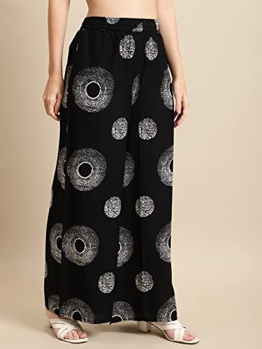 Pistaa's Women's Regular Fit Cotton Palazzo (WPZOBFLMX_Black_44) 3