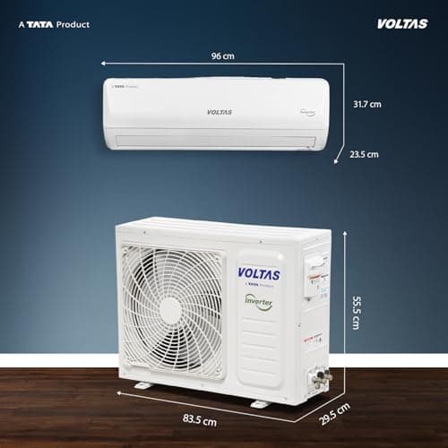 Voltas 2 ton 3 Star,New star rated, Inverter Split AC (Copper, Convertible 5-in-1 Cooling Mode, 2-Way Air Swing, Anti-dust Filter with Anti Microbial Coating, Auto Clean, (243INV CAM, White) 2