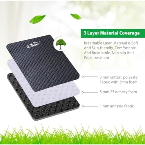 AUTODIFY Car Seat Cover Protector Set Non-Slip Black Seat Mat with Backrest & Cushion Support Also compitable for Ventilated seat Fits Most Cars, 4 Piece Set for Driver & Co-Passenger Seats 3