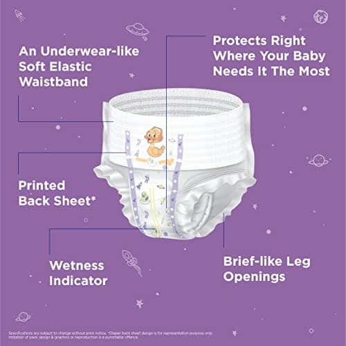Snuggy Baby Diaper Pants Large 50 Count (Pack of 1), 9-13 kgs, Rapid Absorption, Anti - Bacterial 2