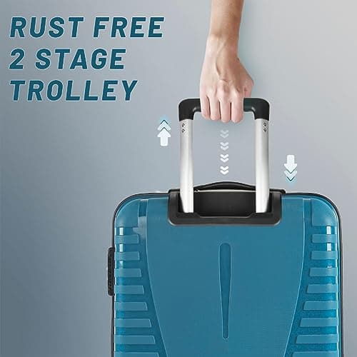 Aristocrat Air Pro Trolley Bag Set of 2 Polypropylene Spinner Wheels Hard Luggage (55Cm and 66Cm) | Cabin and Medium Check-in Luggage | Secured Combination Lock | Cross Teal | Unisex 2