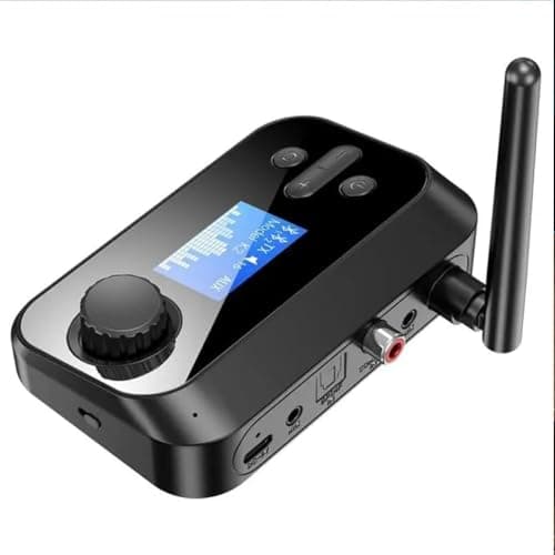 MICROWARE 2 in 1 LCD Display V5.3 Bluetooth Transmitter Receiver, Audio Adapter with Aux, Optical, Dual Link Support for TV, Home Stereo, PC, Headphones, Speakers