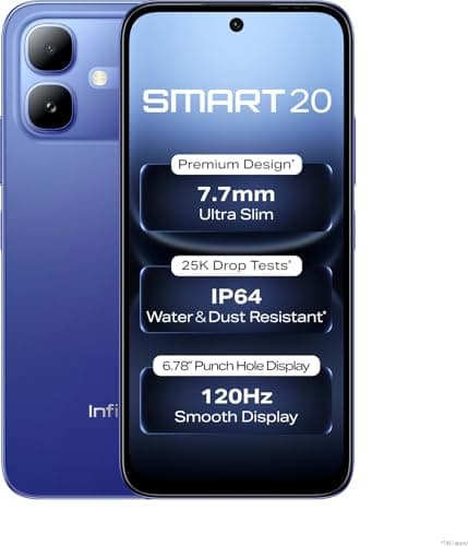 Infinix SMART 20 (Cloudline Blue, 4GB RAM, 128GB Storage)|MediaTek Helio G81 Ultimate Processor | 8MP AI Rear Camera | 8MP Front Camera | 6.78-inch HD+ Display | 5200mAh Battery | Dual SIM 4G