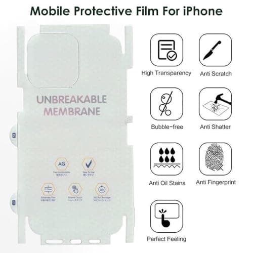 JGD PRODUCTS Matte Finish Full Body Cover Back Protector Compatible with iPhone 16 Pro | Unbreakable Membrane Scratch Guard Full Fit Protective, Case Friendly, (Back & Side) (Pack of 1) 2