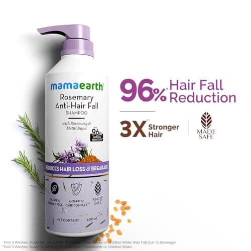 Mamaearth Rosemary Anti-Hair Fall Shampoo With Rosemary & Methi Dana For Reducing Hair Loss & Breakage,Gives Up To 94% Stronger Hair,Up To 93% Less Hair Fall |Sulphate Free Shampoo |For Unisex,600 Ml 3