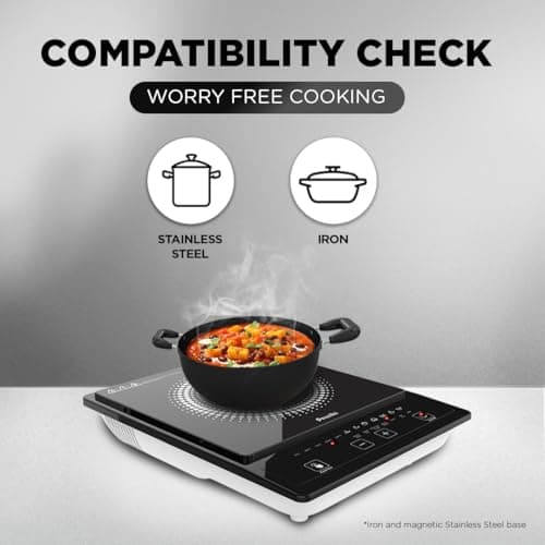 Preethi Indicook IC123 | 1600-Watt Induction Cooktop | Fast Gas-Free Cooking | No LPG Required | 3 Year Coil Warranty | Voltage surge protetion Preset Indian Menus | Black 4