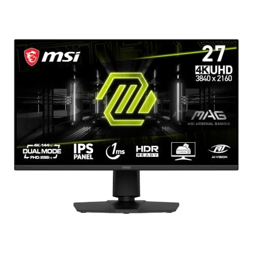 MSI MAG 275UPD E14 27-Inch, 4K UHD Gaming Monitor, 3840 x 2160 IPS, 288Hz, 1ms, HDR Ready, AMD FreeSync Premium Eye Care, Dual-Mode, HDMI 2.1, DP 1.4a, Frame-Less, Tilt/Height Adjustable, Black