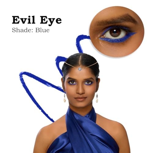 Clumsy Cat Eyes Kajal Pencil for Women - Enriched with Almond Oil & Vitamin E | Long Lasting, Smudge Proof & Waterproof | 24 Hrs Stay Long Smooth & Soft | Use as Kajal or Eyeliner Evil Eye (blue) 4