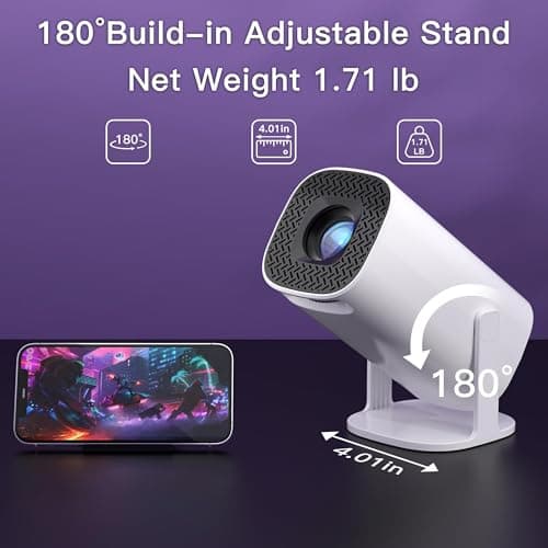NEXILA Portable Mini Projector 4K Support, Full HD 1080P Android 11 Smart Projector with WiFi 5G & Bluetooth 5.0, 180° Rotatable Home Cinema Projector (Hy Projector) 2