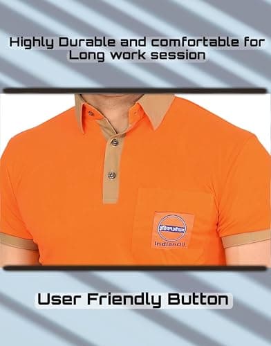 Indian Oil Uniform T Shirt (IOCL) Uniform Regular fit (in, Alpha, XL, Regular, Orange) 3