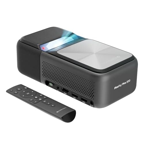 ZEBRONICS PIXAPLAY PRO 500, Ultra Short Throw, Smart Projector, 12500 Lumens, 90 Inch Screen Size, Electronic Focus, Android, Air Mouse, Built-in Speaker, Bluetooth, HDMI, WiFi, 1080p, Miracast