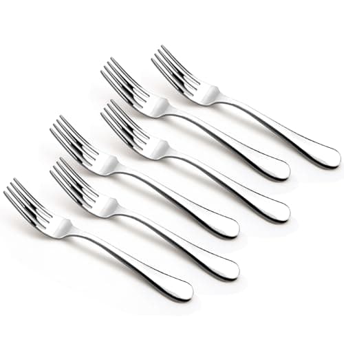 Bergner BE Essentials Baguette Stainless Steel 6 Pcs Dinner Fork Set, 19cm Long Fork, Non-Magnetic Steel Premium Forks for Home and Kitchen, Easy to Clean, Modern Aesthetics, 1.6mm Thickness - Silver