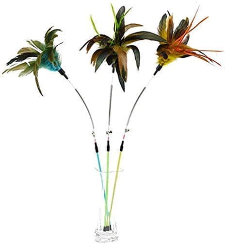 The Pets Company Cat Spring Treaser, Feather Dangler Wand, Interactive Stick Toy for Cats & Kittens 2