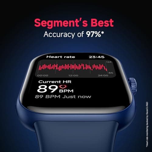 Redmi Move Smartwatch | 1.85" AMOLED (390×450, 600 nits) | Bluetooth Calling | 140+ Sports | 24×7 HR & SPO₂ | AOD | Up to 14-Day Battery | HyperOS (Blue Blaze Strap) 4