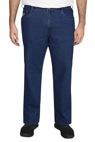 a saba Men’s Plus Size Classic Fit Straight Leg Denim Jeans | Dark Blue Wash | Durable Cotton Fabric | Comfortable 801802-01 (Size 34 Plus)