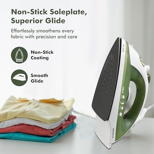 Havells Glaze 1250 Watts Steam Iron with Self Cleaning Function|Vertical & Horizontal Ironing|170 ml Tank for Longer Ironing|High Steaming Rate Upto 12 gm/min|2 Years Door Step Warranty by Havells 5