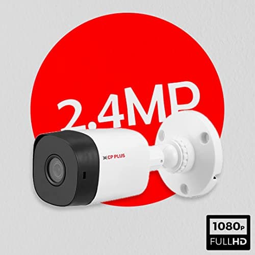 CP PLUS Weatherproof Outdoor Wired Bullet Security Camera | 2.4 MP| 3.6 MM Lens for Wide Angle | 1080P Full HD Recording | Digital Wide Dynamic Range (D-WDR) | CP-URC-TC24PL2-V3 (White) 2