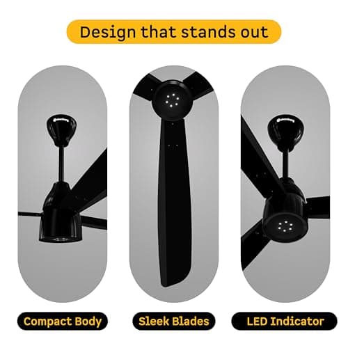 atomberg Renesa Enzel 1200mm BLDC Ceiling Fan with Remote | 5 star | Advance Air+ Technology | LED Speed Indicator | Low Noise | Sleek Design | Power Saving | 3 Year Warranty | Gloss Black 2
