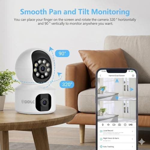 DDLC 5MP Indoor WiFi Smart CCTV Camera for Home | 1080p Full HD | Color Night Vision | Motion Detection | Two Way Audio | Wireless Home Security Camera with Mobile App V380 Pro (Upro Dual Lens) 4