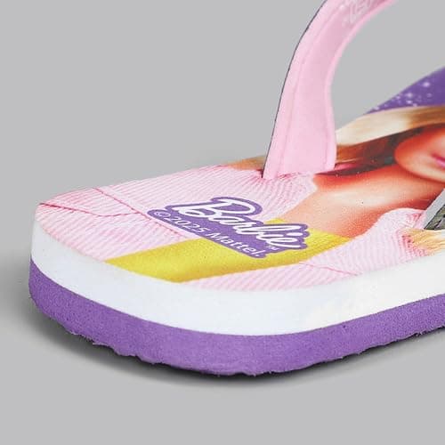 Kidsville Official Barbie Printed Kids Girls Purple Flip-Flop | Soft, Non-Slip, Indoor, Outdoor, House Slipper, Comfortable & Durable Footwear for Children 4