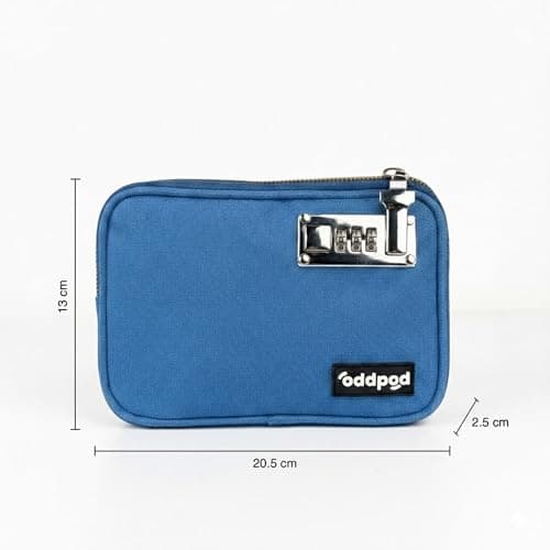 oddpod™ SecurePod Combination Lock Storage Pouch for Valuables | Compact Lockable Organizer for Cash, Passport, Jewelry & Personal Essentials for Home, Travel, Office & Everyday Use - Blue 3