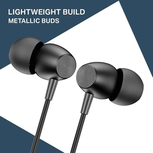 boAt Bassheads 55 Wired Earphones with 10mm Drivers, Metallic Buds, in-Line Mic & Lightweight Design (Black) 4