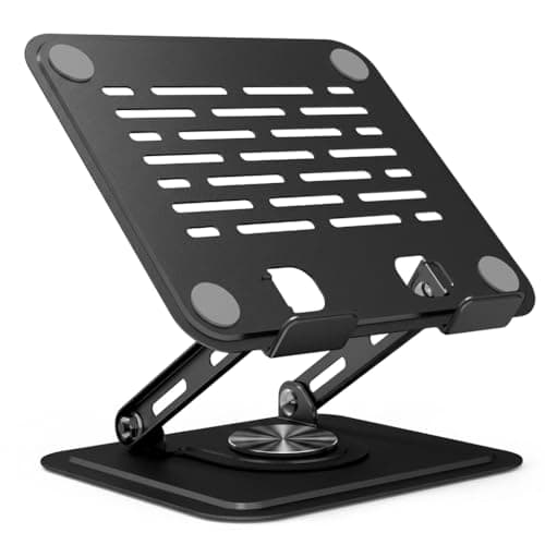 Dyazo Pro 360° Rotating Laptop Stand Height & Angle Adjustable Tabletop Riser | Foldable Metal Design with Anti-Slip Pad | Compatible for MacBook Air/Pro, Dell, HP, Lenovo & Laptops upto 15.6" (Black)
