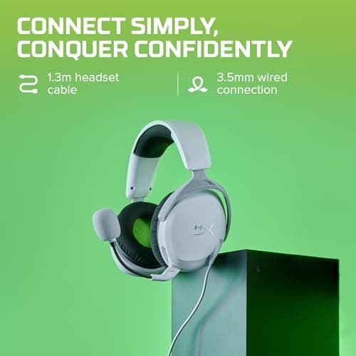 HyperX CloudX Stinger 2 Core - Official Xbox Licensed Gaming Headset, Lightweight Over-Ear headsets with mic, Swivel-to-Mute Function, 40mm Drivers (6H9B7AA), White 2